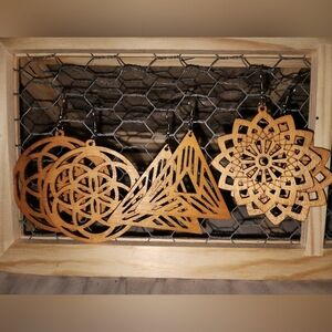 Wood Earrings 3 Pair 2inch